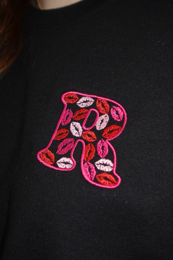 Viral Kisses Hoodie 👄 – Custom Initial Embroidery