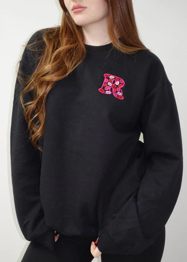 Viral Kisses Hoodie 👄 – Custom Initial Embroidery